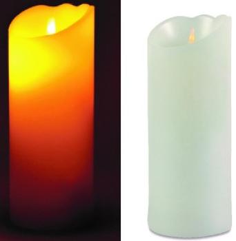 Kerze mit beweglicher LED Flamme 8x20.5 cm creme