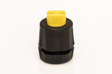 Detailansicht der gelben Flachstrahldüse des MESTO FLORI ALLROUND Drucksprühgeräts 5 L, Artikel 3232RK
