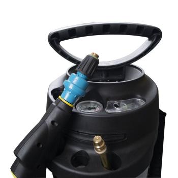 MESTO INOX 10 3615G – Pistolenhalterung mit Spiralschlauch, Druckanzeige und Einfülltrichter