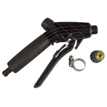 MESTO Abstellventil 2311LP aus schwarzem Kunststoff mit FPM-Dichtungen, inklusive Verlängerung, Schlauchschelle und Düse