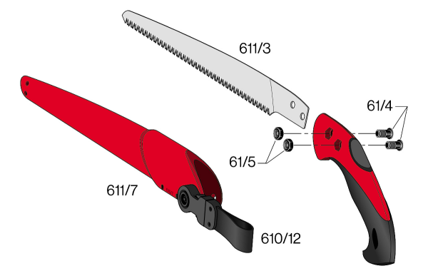 FELCO 621 | Säge - ziehender Schnitt - Sägeblatt 24 cm - Explosionszeichnung