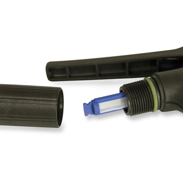 Detailansicht des integrierten Pistolenfilters am MESTO INOX PLUS 6 Hochdrucksprühgerät 3595F für zuverlässige Filtration und sauberes Sprühen.
